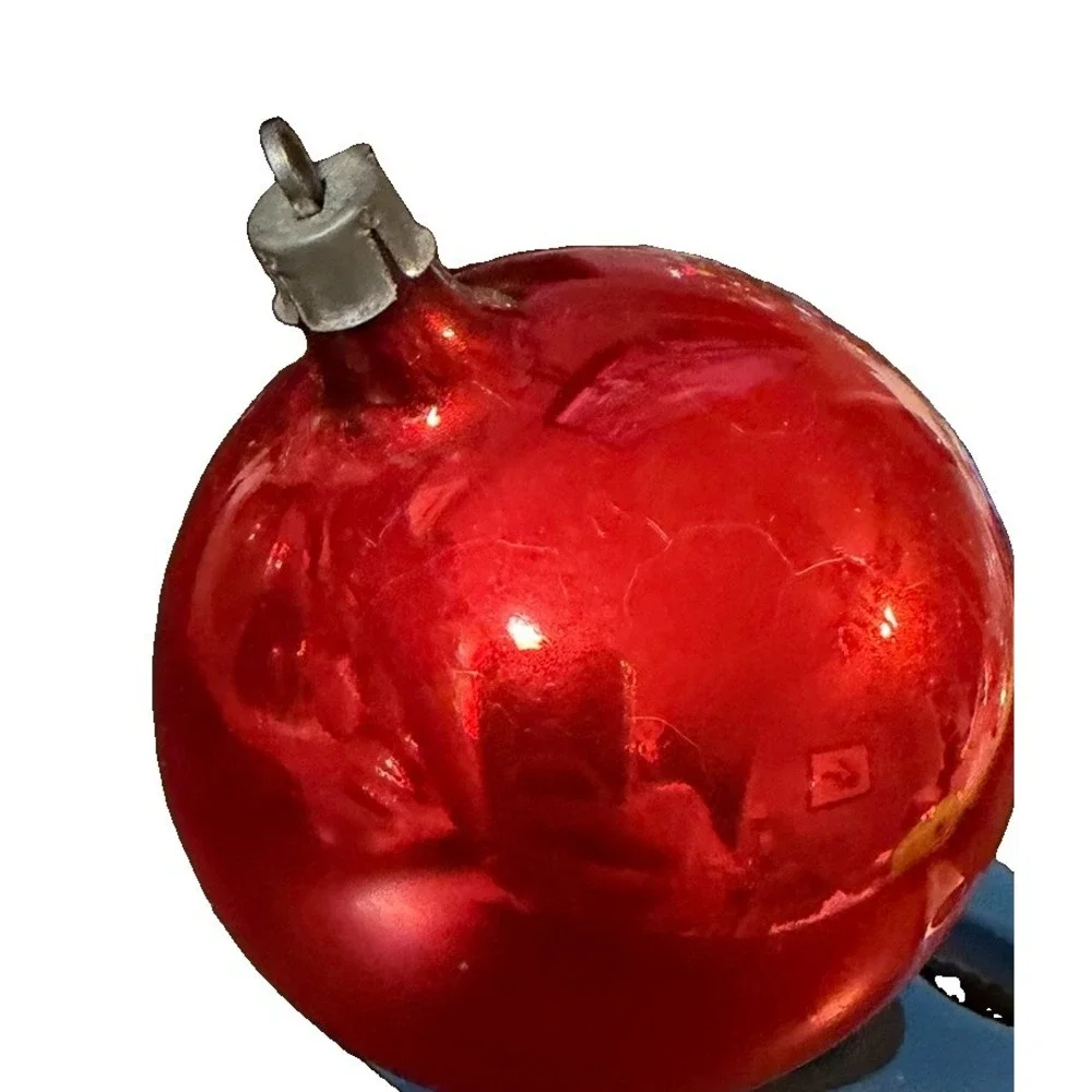 1930s 1940s Red Glass Christmas Ornament Made USA Shiny Brite Era Vtg 2.75